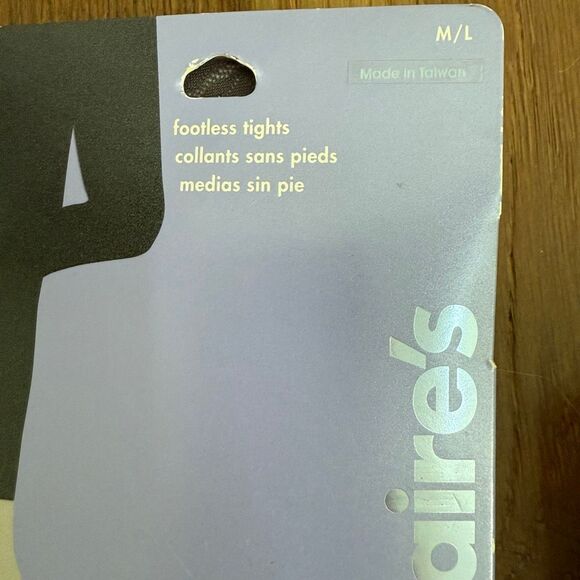 NIP 2 Claire’s Y2K Footless Tights Embellished Bling Tan Dark Grey Lace M L - Picture 6 of 8